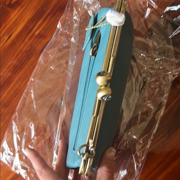 Anuschka Blue Leather Wristlet Clutch with Pebbled Texture - Picture 4 of 12